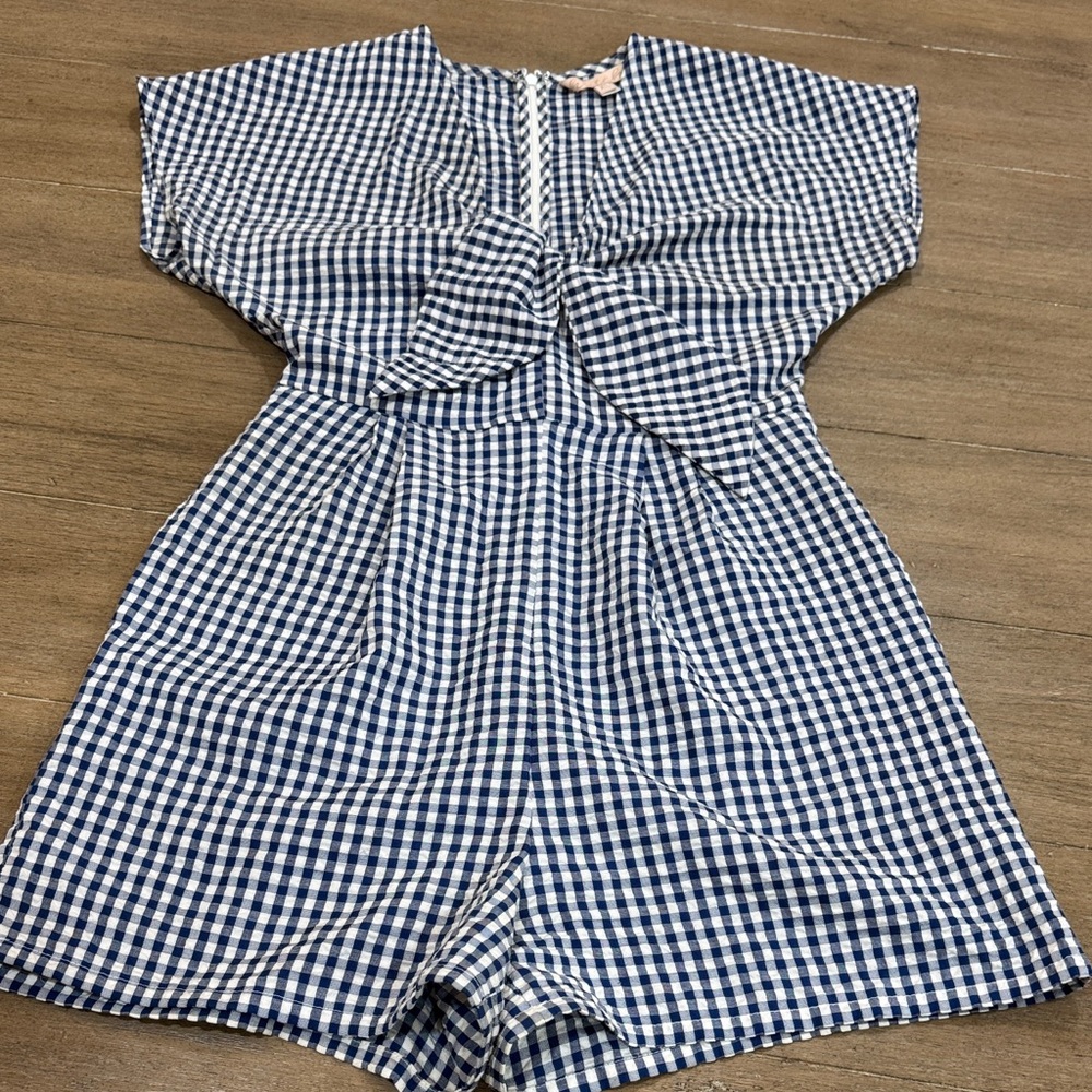 Hutch Blue and White Gingham Romper